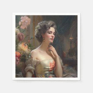 Herrliche Dame in einem Seidenkleid............... Serviette