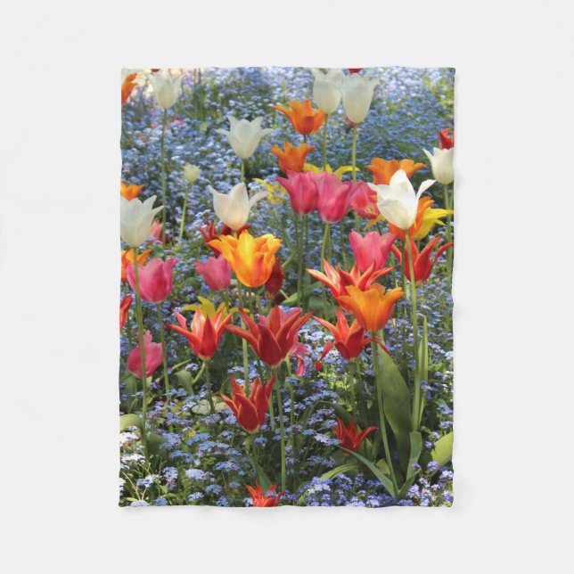 Herrliche farbige Tulpen Fleecedecke (Vorderseite)