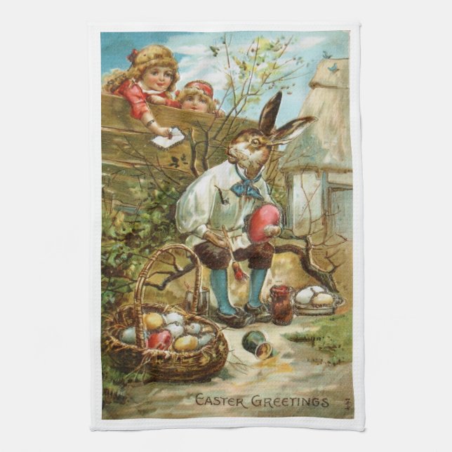 Herrliche Geschirrtuch-Osterhasen-Malerei-Eier Handtuch (Vertikal)