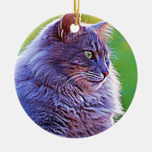 Herrliche graue Katze Keramikornament