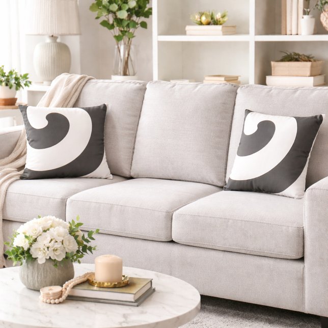 Herrliche graue und weiße Wirbel Kissen (Von Creator hochgeladen)