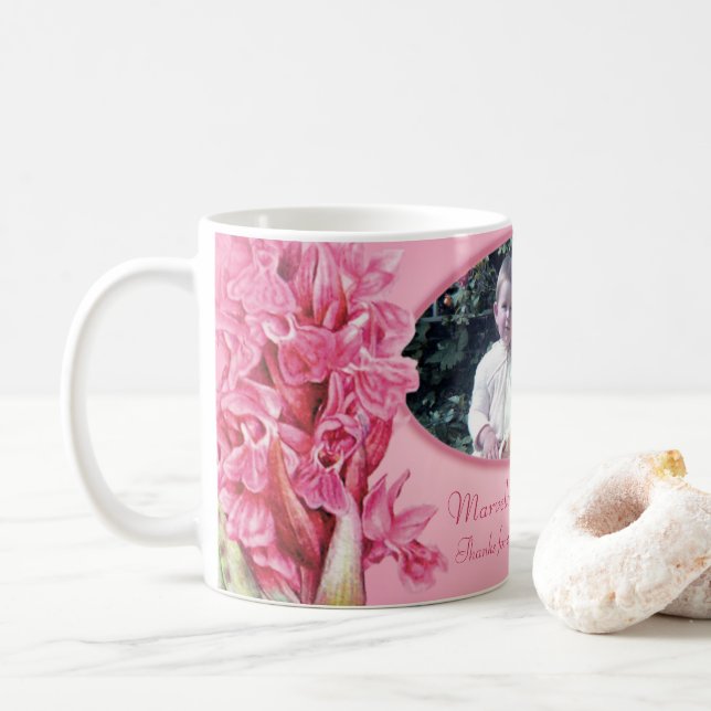 Herrliche Mama-Rosa-Orchideen-Blume  Kaffeetasse (Mit Donut)