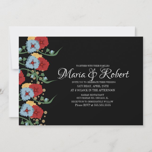 Herrliche mexikanische Grünpflanzen Imitate Glitze Einladung (Vorderseite)