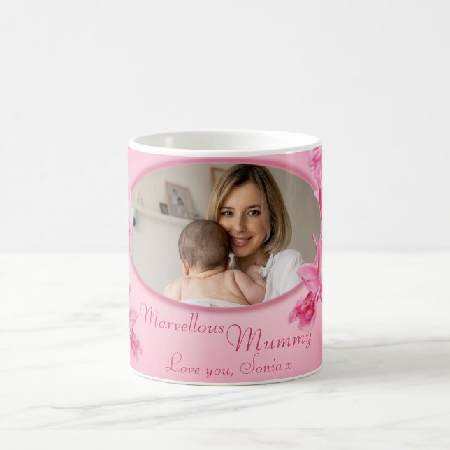 Herrliche Mummy-Rosa-Orchidee "Eigenes Foto" Tasse (Mittel)