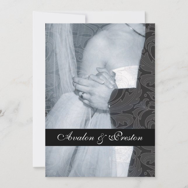 Herrliche Pergament-Rolle-Damast-Band-Einladung Einladung (Vorderseite)