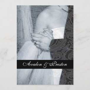 Herrliche Pergament-Rolle-Damast-Band-Einladung Einladung