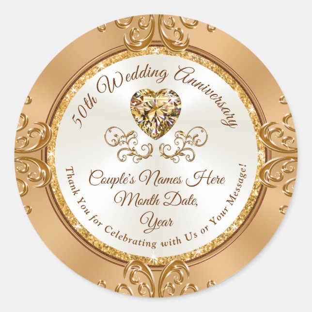 Herrliche Personalisierte Sticker zum 50. Jubiläum (Vorderseite)