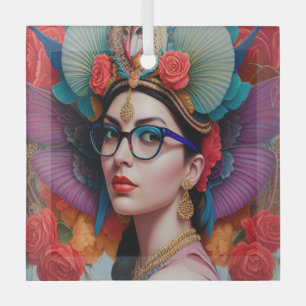 Herrliche Prinzessin mit Brille Ornament Aus Glas