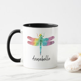 Herrliche Regenbogenwatercolor-Libelle Tasse