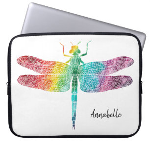 Herrliche Regenbogenwatercolor-Libellen-Silhouette Laptopschutzhülle