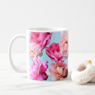 Herrliche romantische Rosen-blaue/rosa mit Tasse