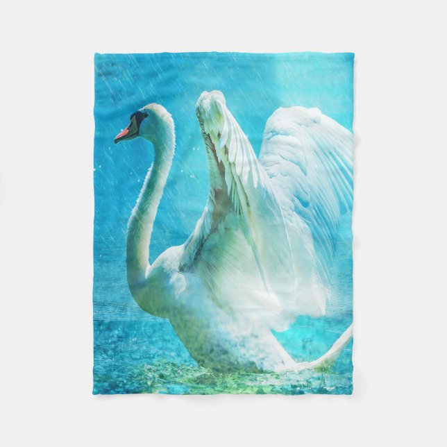 Herrliche Schwan-Fleece-Decke Fleecedecke (Vorderseite)