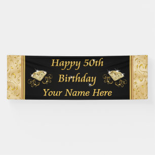 Herrliche Schwarz-und Gold50. Geburtstags-Fahnen Banner