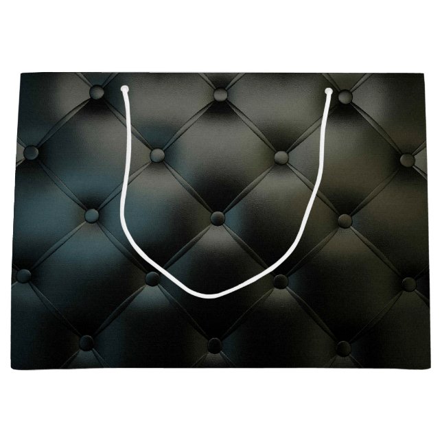 Herrliche schwarze lederne Beschaffenheit Große Geschenktüte (Vorderseite)