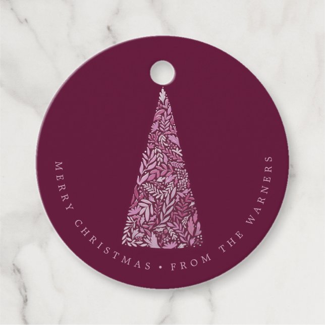 Herrliche Spruce Treppe Pflaume Weihnachten/Feiert Geschenkanhänger (Vorderseite)