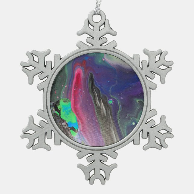 Herrliche und exquisite Weihnachtsbaumschmuck! Schneeflocken Zinn-Ornament (Vorderseite)