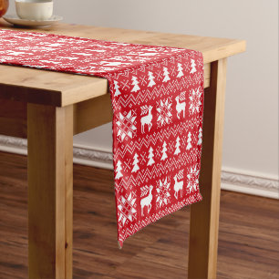 Herrliche Weihnachtsstrickjacke-inspirierter roter Kurzer Tischläufer