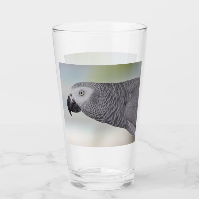 Herrlicher afrikanisches Grau-Papagei Glas (Vorderseite)