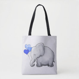 Herrlicher grauer Baby-Elefant mit blauen Ballonen