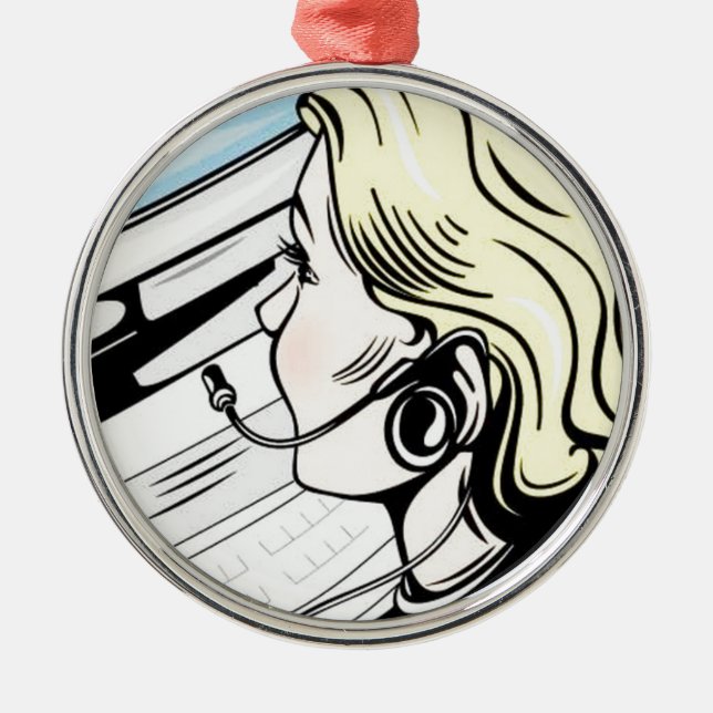 Herrlicher Telefonbetreiber Silbernes Ornament (Vorne)