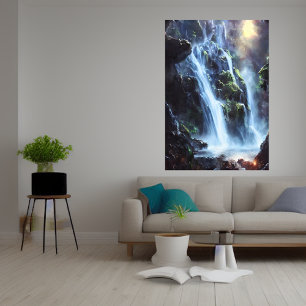 Herrlicher Wasserfall im Wald   Art der AI Poster