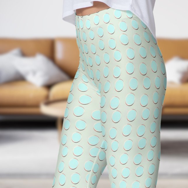 Herrliches Blau und HoneyDew Polka Dot Pattern Leggings (Gorgeous Blue and HoneyDew Polka Dot Pattern Leggings)
