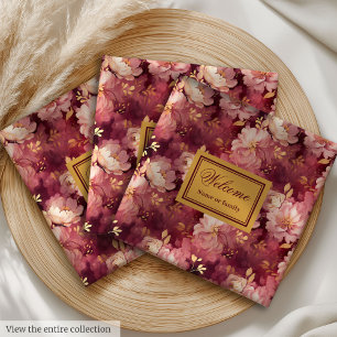 Herrliches Blush Burgundy Personalisiertes Abendes Serviette