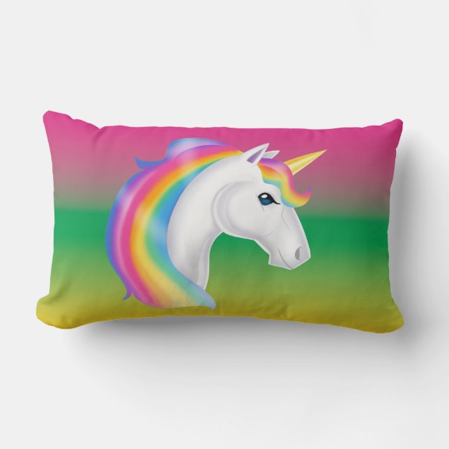 Herrliches Mädchen-Regenbogen-Einhornlumbar-Kissen Lendenkissen (Vorderseite)