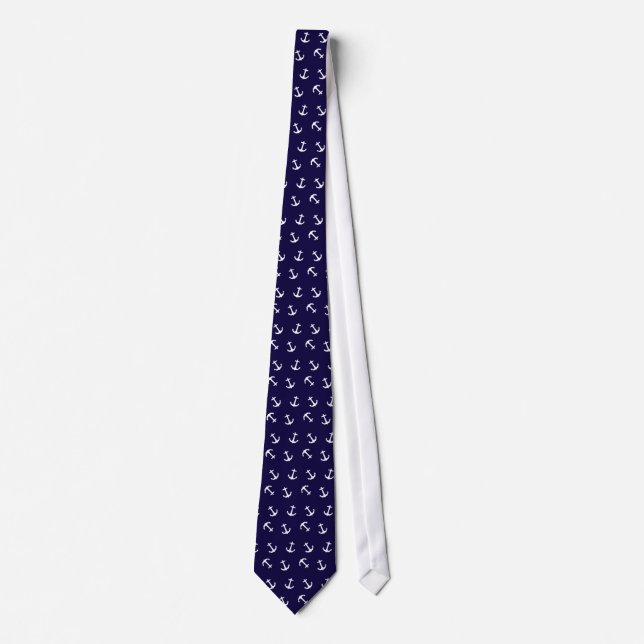 Herrliches Navy Blue und Anchors Pattern Krawatte (Vorderseite)