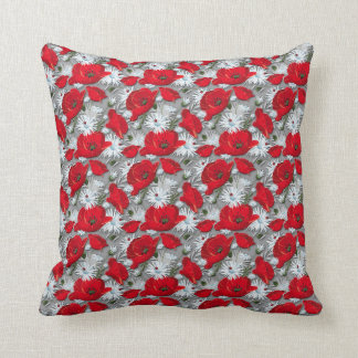 Herrliches rotes Mohnblumensommer-Blumenmuster Kissen