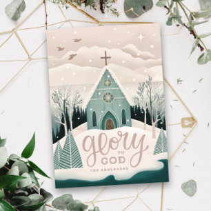Herrlichkeit zu Gott Weihnachtskirche Feiertagskarte