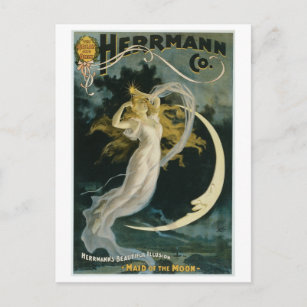 Herrmann ~ Maid of the Moon Vintag Magician Act Postkarte