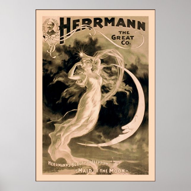Herrmann the Great Co. ~ 1898 ~ Vintager Magier Poster (Vorne)