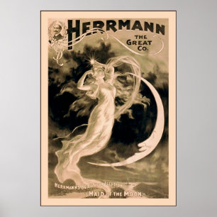 Herrmann the Great Co. ~ 1898 ~ Vintager Magier Poster