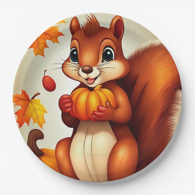 Herrn Eichhörnchen Geburtstagsfeier Papier Teller (Vorderseite)