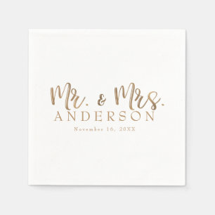 Herrn & Frau Gold Schrift Typografie Modern Minima Serviette