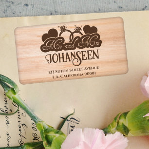 Herrn und Frau Rustic Wood Elegante Hochzeitsadres Adressaufkleber
