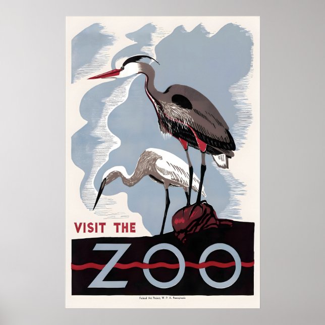 Herron Amerikanischer Rohrdommel Zoo Vogel Werbung Poster (Vorne)