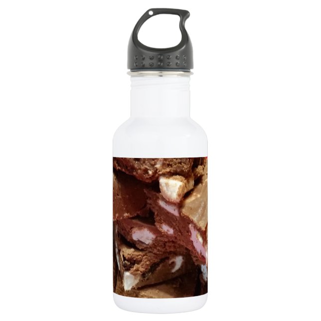Herry Chocolate Marshmallow Fudge auf einer Platte Edelstahlflasche (Vorderseite)
