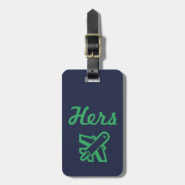 Hers Navy und Green Luggage Tag Gepäckanhänger