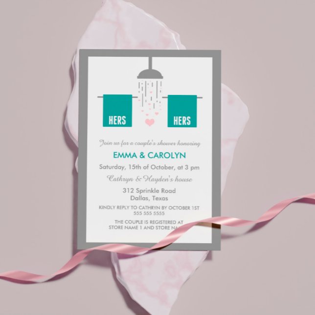 Hers und Hers | Dusche für Lesben Einladung (Von Creator hochgeladen)