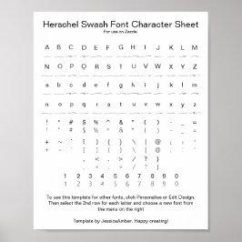Herschel Swash Schriftart Character Sheet for Zazz Poster