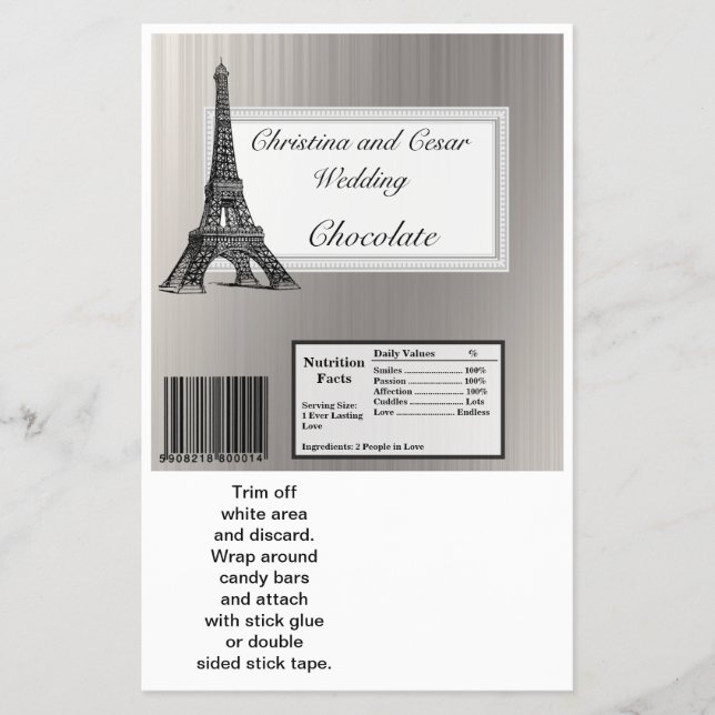 Hersheys großer Bar Wrapper Black Eiffel Tower Flyer (Vorne)