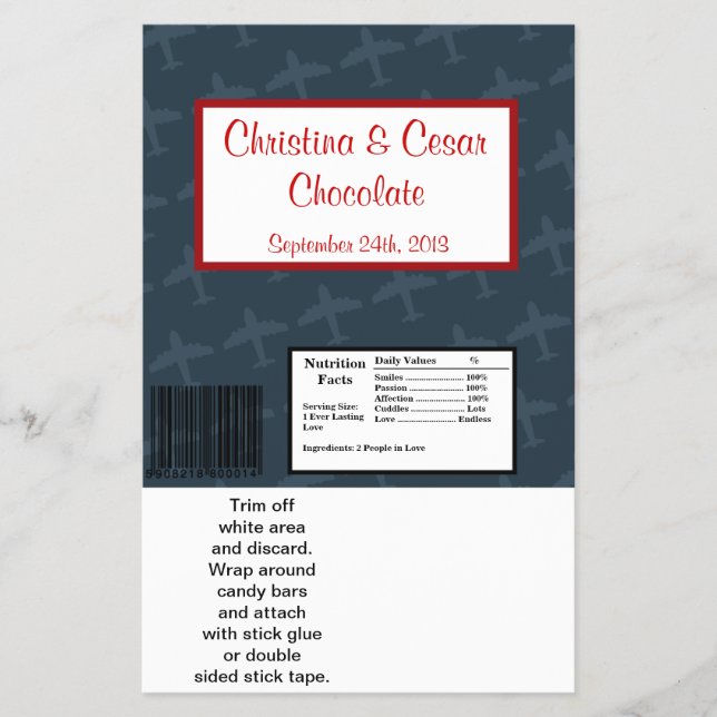 Hershey's Large Bar Wrapper Airplane Flight Blue Flyer (Vorne)