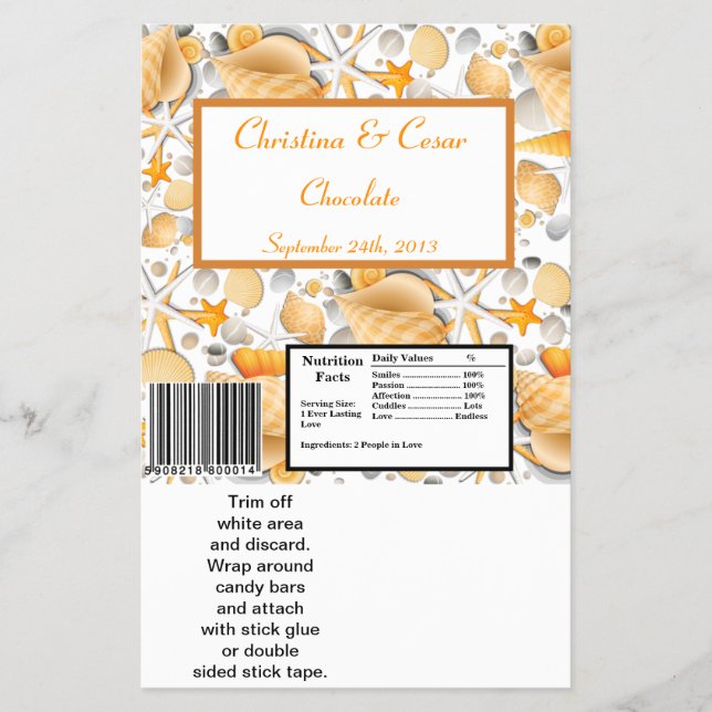 Hershey's Large Bar Wrapper Assorted Seashells Ora Flyer (Vorne)