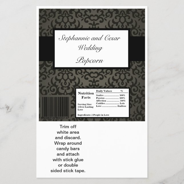 Hershey's Large Bar Wrapper Black and Gray Damask Flyer (Vorne)