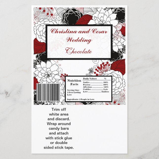 Hershey's Large Bar Wrapper Black Blume Red Lev (Vorderseite)