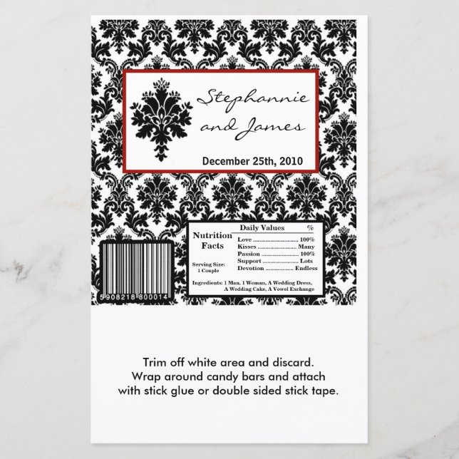 Hershey's Large Bar Wrapper Black Damask (Vorderseite)