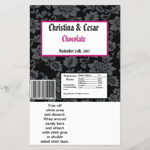Hershey's Large Bar Wrapper Black Floral Hot Pink Flyer