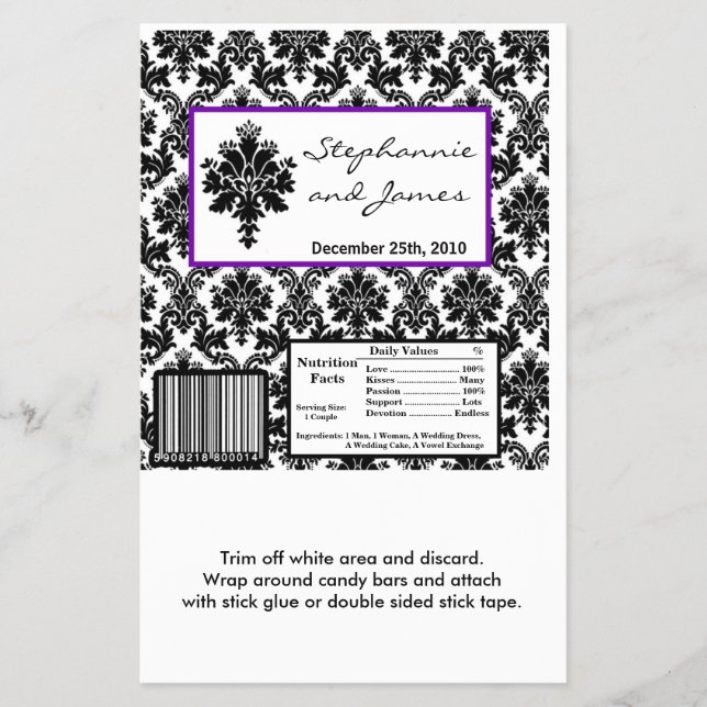 Hershey's Large Bar Wrapper Black Lila Damask Flyer (Vorne)